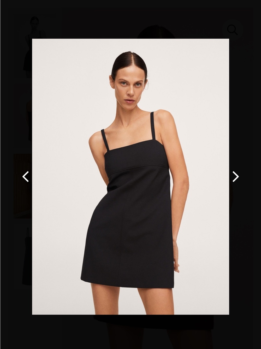 Mango Black Square-Neck Mini Dress with Thin Straps